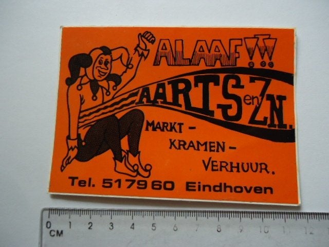sticker Jaren 70 Eindhoven carnaval AARTS Zn markt alaaf, Verzenden, Zo goed als nieuw, Bedrijf of Vereniging