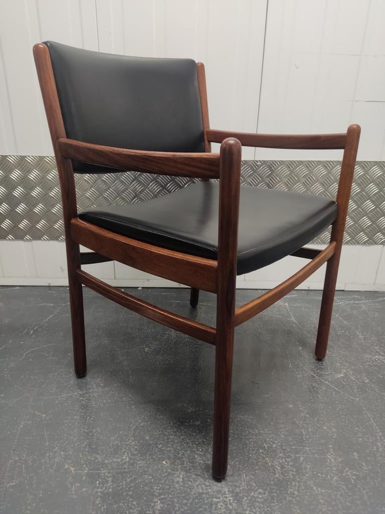vintage stoel bureaustoel eetkamerstoel met armleuningen, Gebruikt, Zwart, Ophalen, Leer