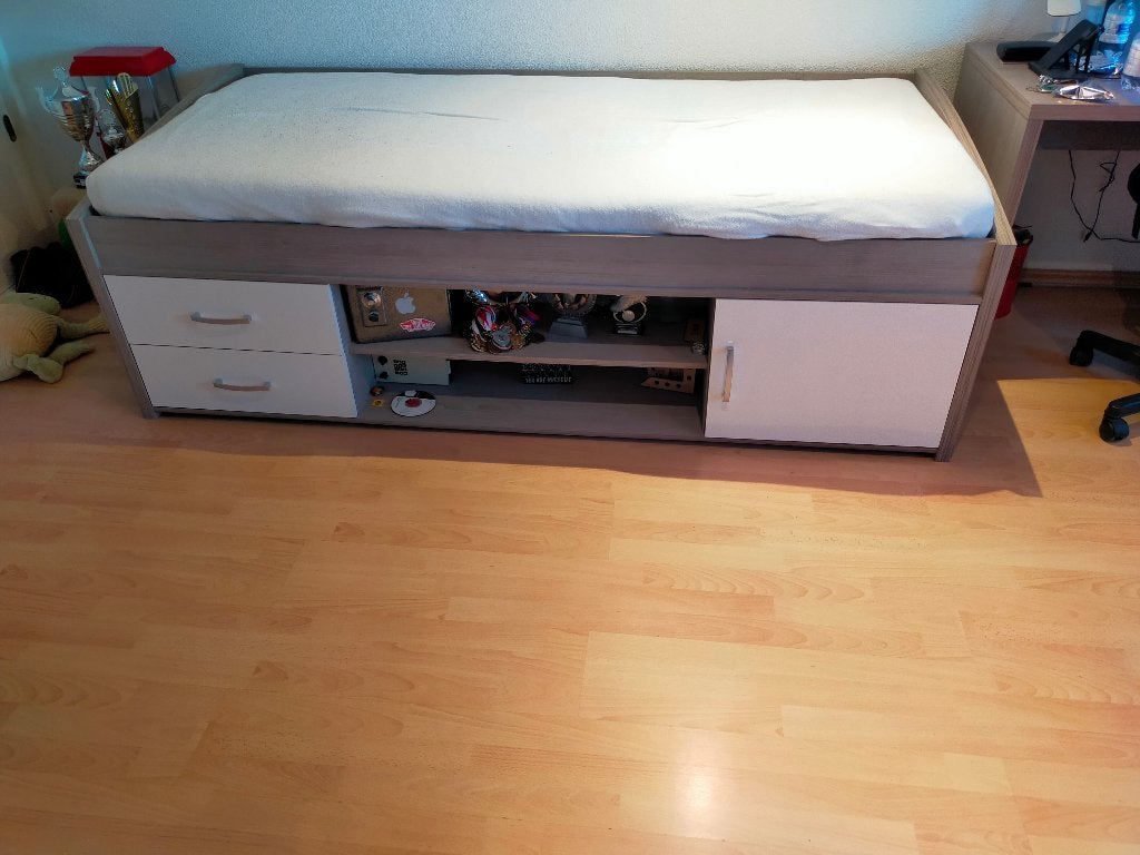 Tienerbed, Huis en Inrichting, Ophalen, 90 cm, Eenpersoons, Wit