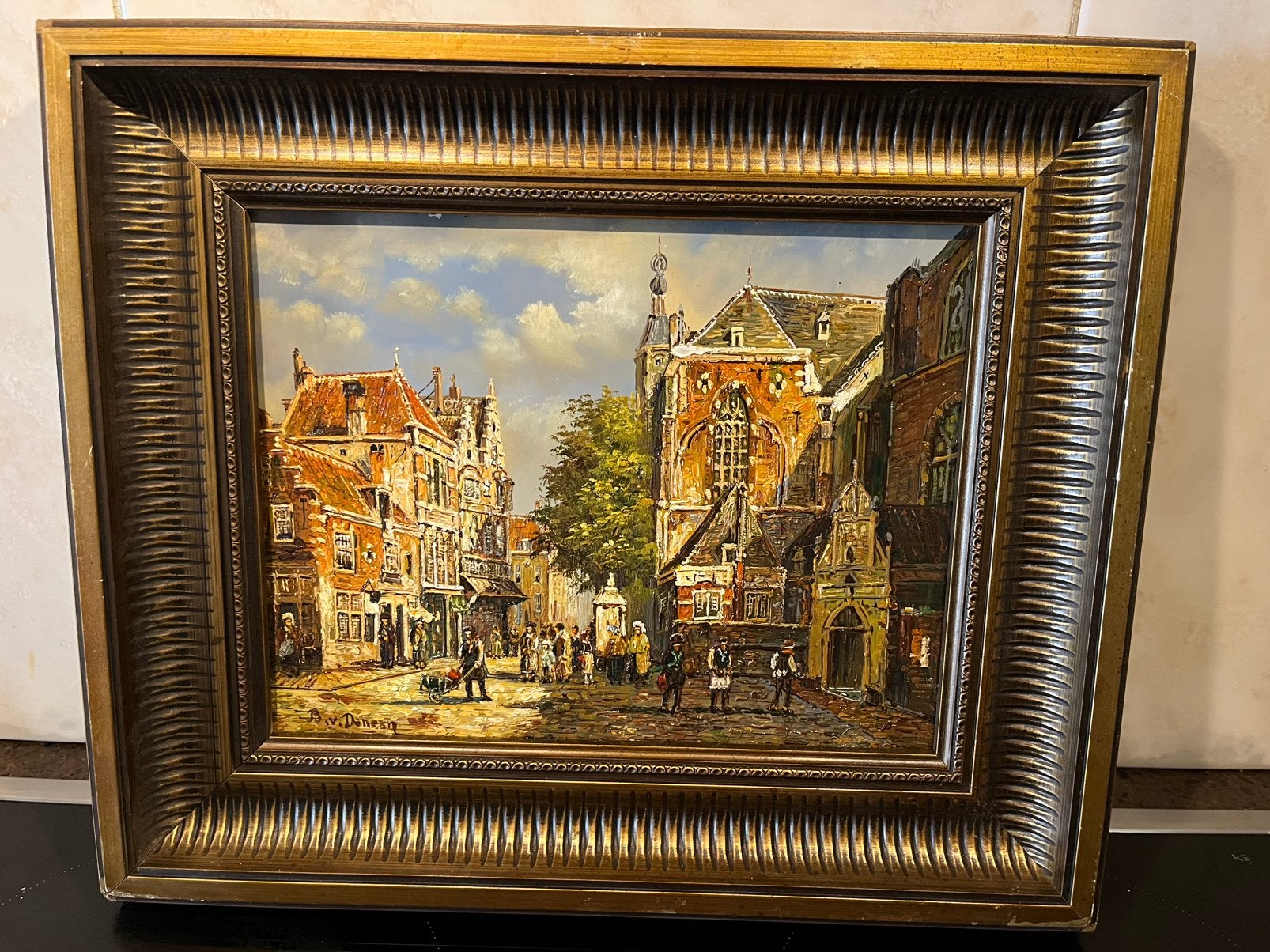 Prachtige olieverf stadsgezicht schilderij, Antiek en Kunst, Ophalen