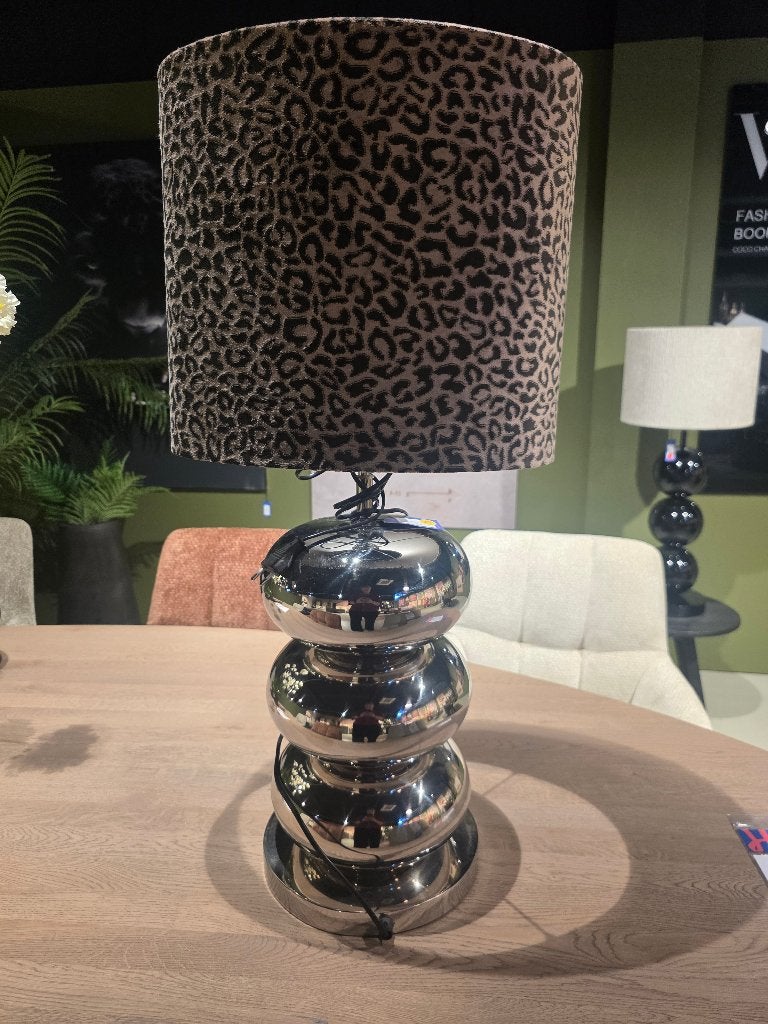 Tafellamp met luipaardprint kap, Ophalen, Zo goed als nieuw, Textiel, Modern, Glamour, Dierenprint
