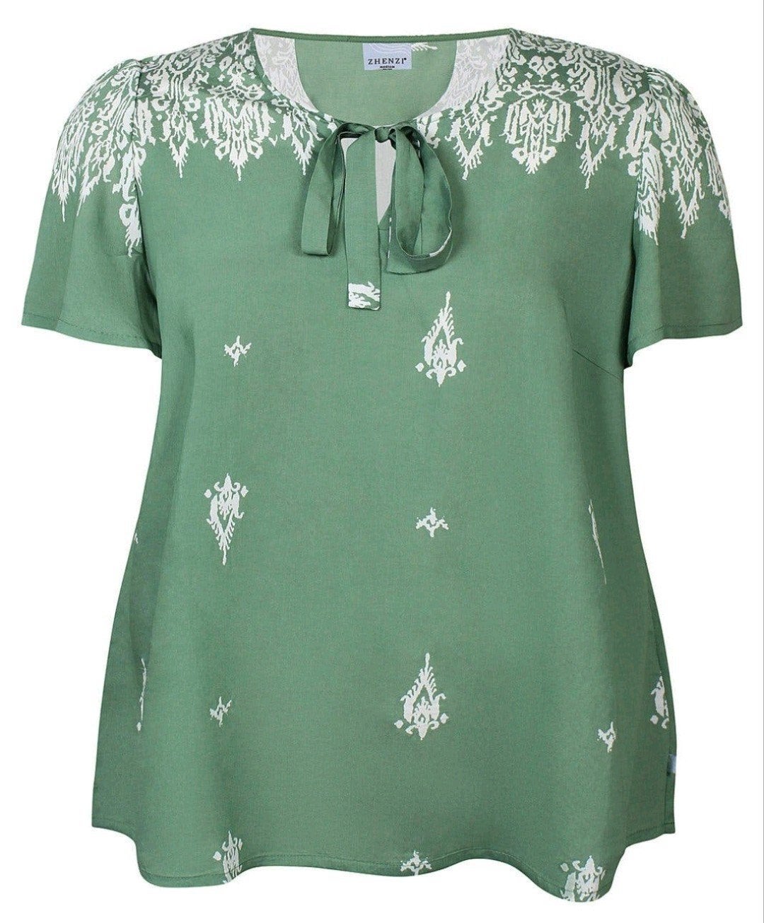 Groen/wit tuniek Emely van Zhenzi Maat 54/56 XL, Z, Zhenzi, Z, Blouse of Tuniek
