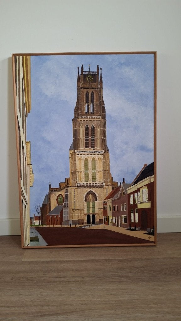 Toren Zaltbommel schilderij op doek 2005, Ophalen, Acrylverf, Doek, Realistisch