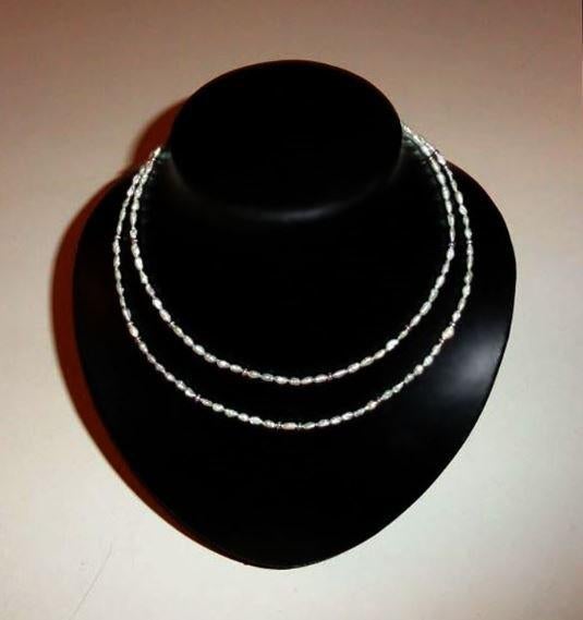 Ketting parels lichtgroen wit zilver, Verzenden, Nieuw, Overige kleuren, Zilver