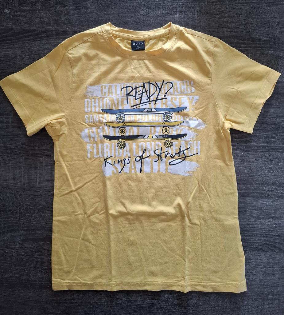 Ativo - Geel T-shirt met print – maat 164 (14 jaar), Verzenden, Zo goed als nieuw, Overige maten, Geel