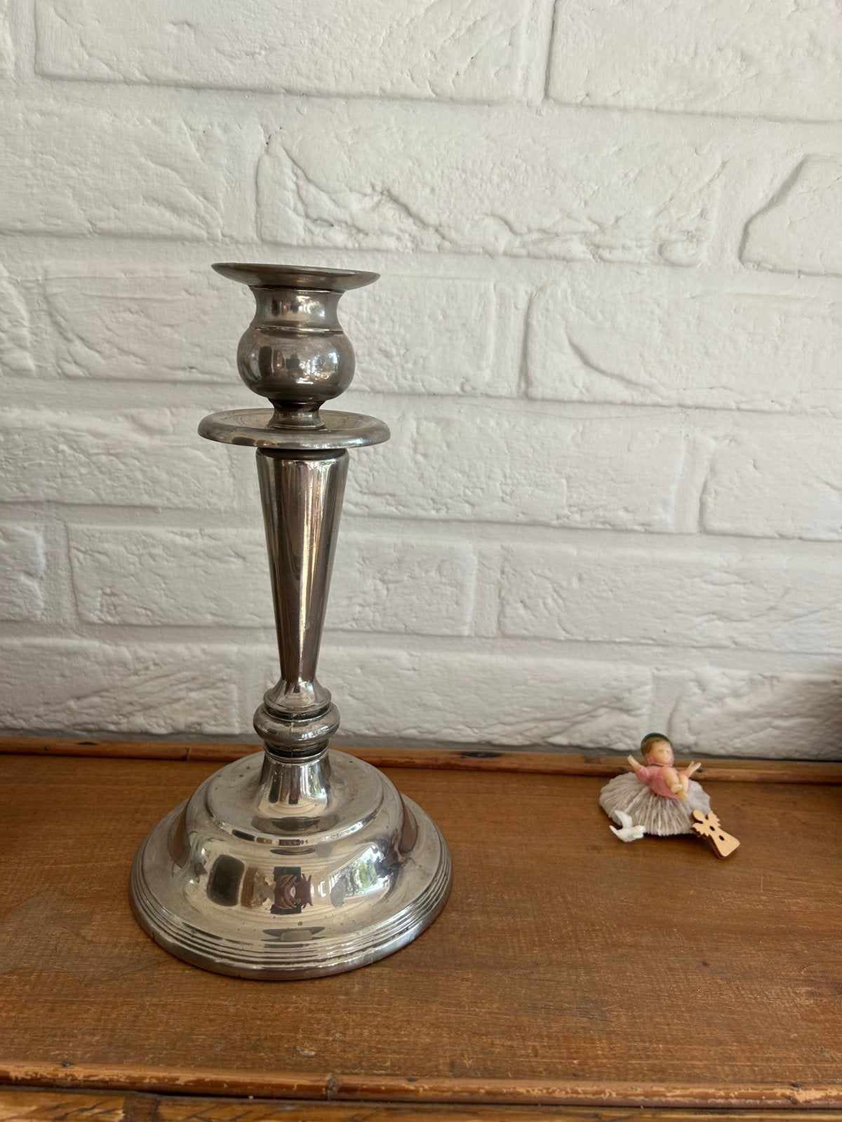 ZWARE METALEN KANDELAAR JAREN 40, Ophalen of Verzenden, Zo goed als nieuw, Metaal, 24 cm