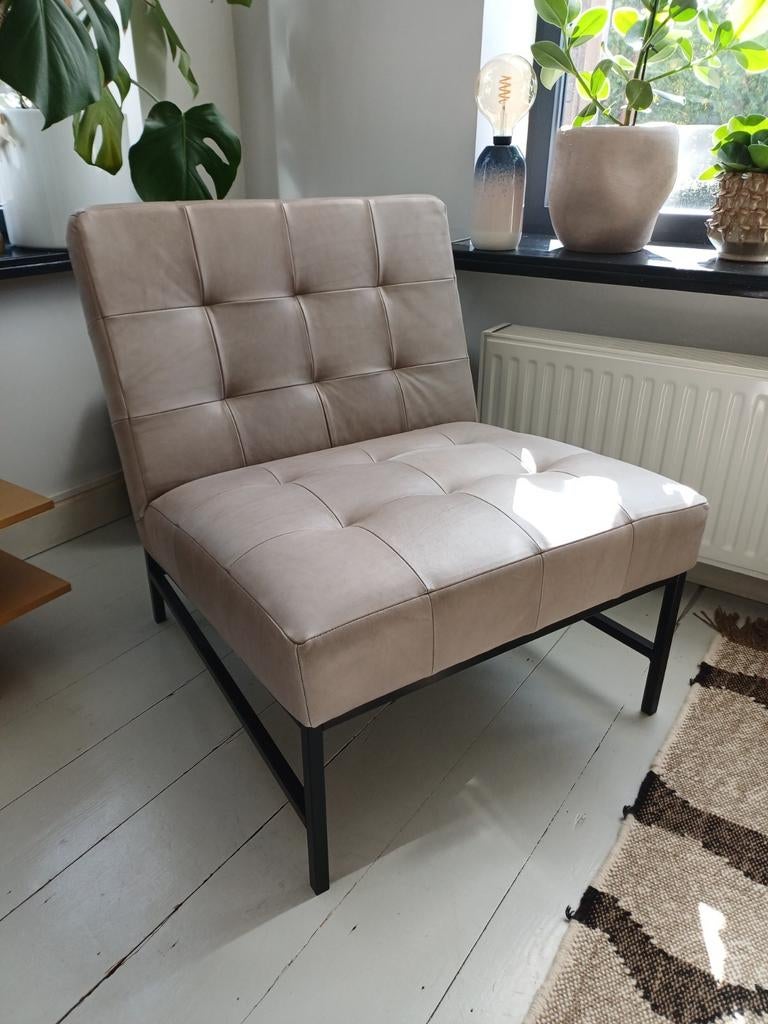 Stoere lederen fauteuil Loods 5, Huis en Inrichting, Fauteuils, Zo goed als nieuw, Leer, 50 tot 75 cm, Minder dan 75 cm, Ophalen of Verzenden