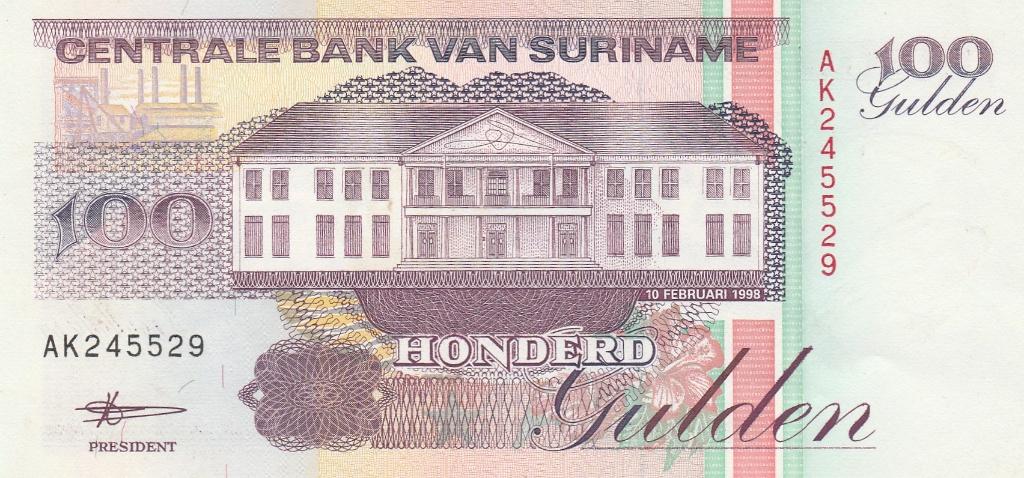 100 gulden 1998, Centrale Bank van Suriname.unc, Ophalen of Verzenden, Zuid-Amerika, Los biljet