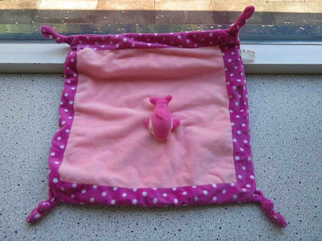 Knuffeldoek roze velours met dolfijn dolfijntje van Toi Toys, Overige typen, Ophalen of Verzenden, Zo goed als nieuw, Wasbaar