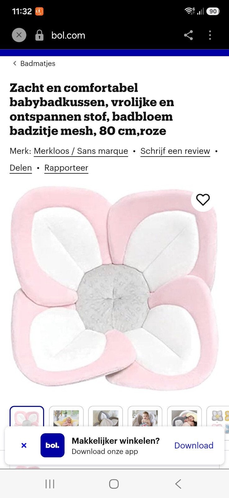 Zacht en comfortabel babybadkussen, roze bloem, Overige merken, Ophalen of Verzenden, Zo goed als nieuw, Badzitje of Badring