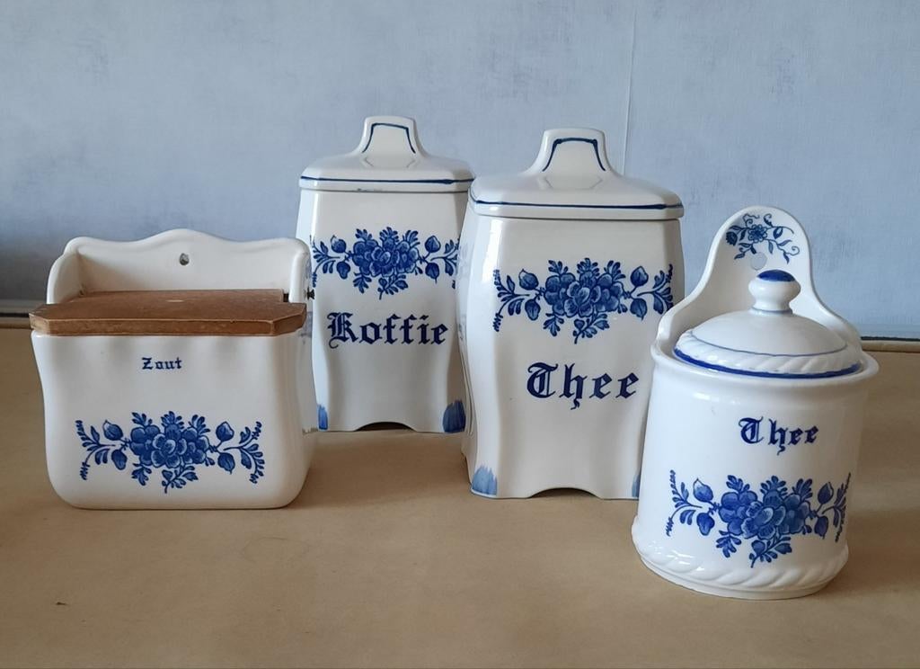 Vintage voorraadpotjes, 4 stuks, Antiek en Kunst, Antiek | Keukenbenodigdheden, Ophalen