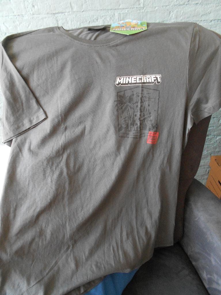 Minecraft t-shirt maat XL, Kleding | Heren, T-shirts, Ophalen, Bruin, Minecraft, Maat 56/58 (XL)