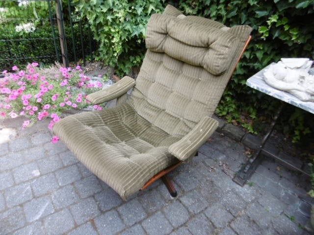 Vintage Zweedse design draai fauteuil, merk G möbel., Huis en Inrichting, Fauteuils, Ophalen of Verzenden, Gebruikt, Minder dan 75 cm