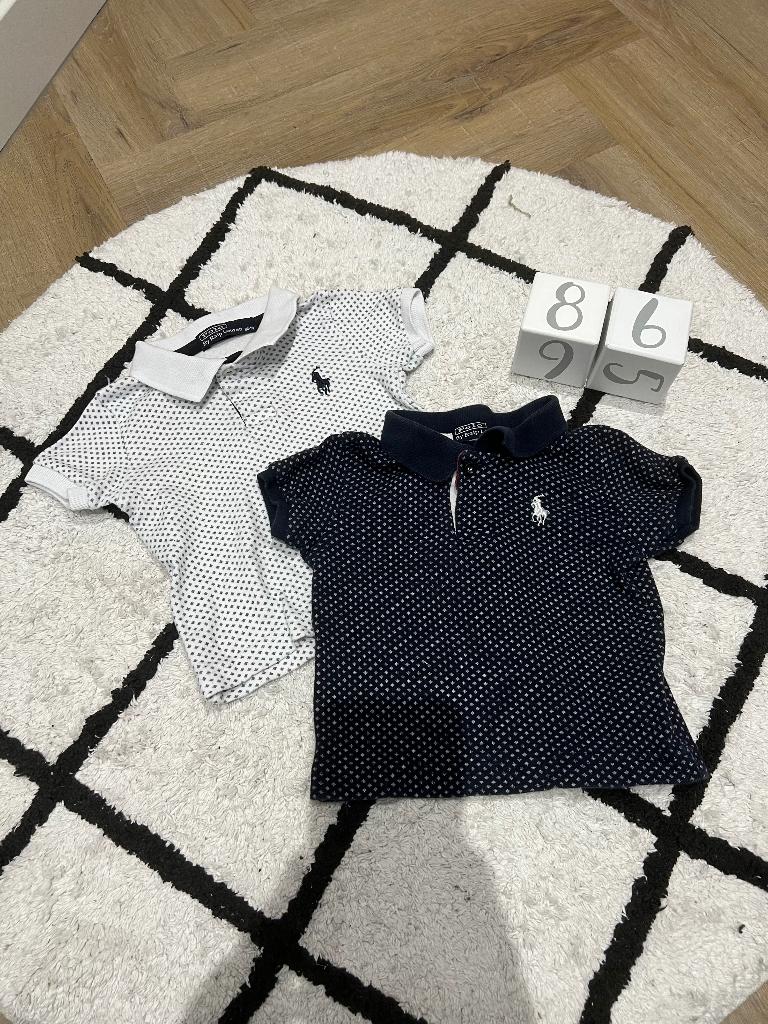 Heel goed 2x blauw wit print polo shirt top Ralph Lauren 86, Kinderen en Baby's, Babykleding | Maat 86, Jongetje of Meisje, Ophalen of Verzenden