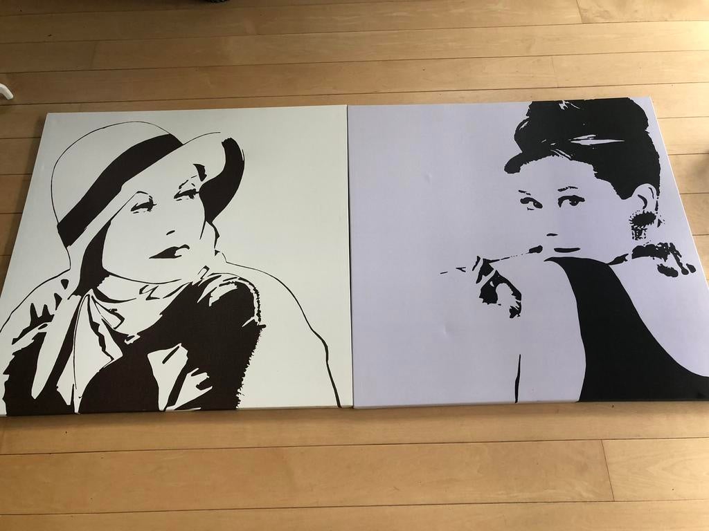 Audrey Hepburn en Greta Garbo 90x 90 cm IKEA, Ophalen