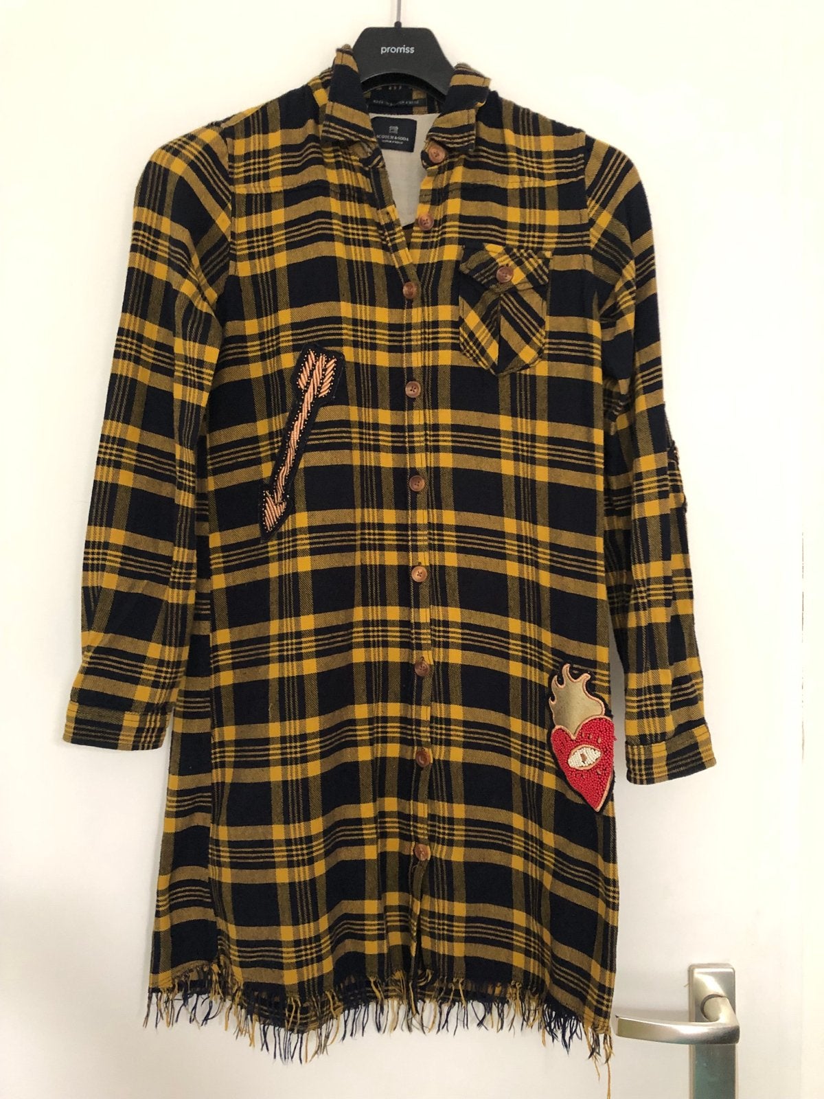 Prachtige Scotch & Soda geruite blouse jurk met patches, Ophalen of Verzenden, Zo goed als nieuw, Meisje, Jurk of Rok