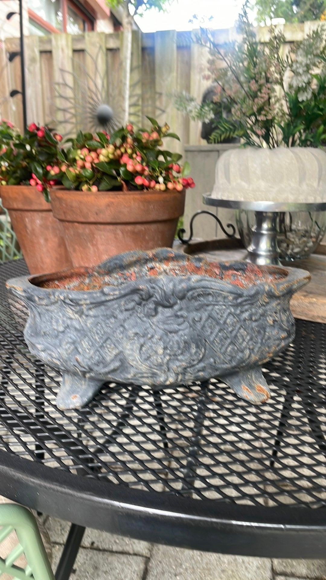 Gietijzeren jardanaire, Tuin en Terras, Ophalen, Gebruikt, Minder dan 30 cm, Rond