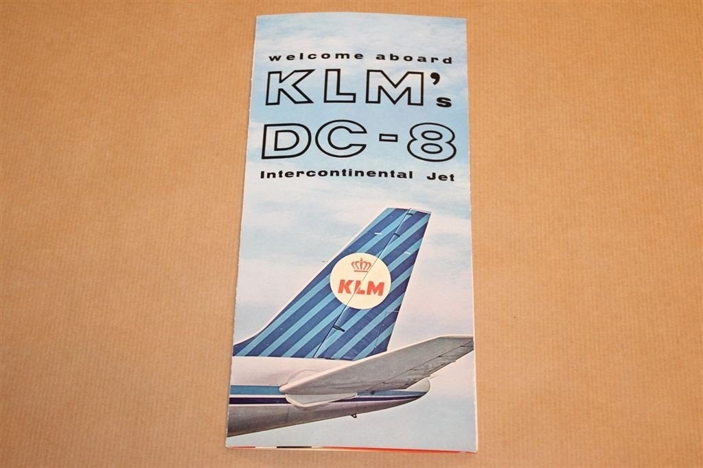 Oude KLM brochure - KLM DC-8 Intercontinental Jet - 1960, Ophalen of Verzenden, Zo goed als nieuw, Schaalmodel