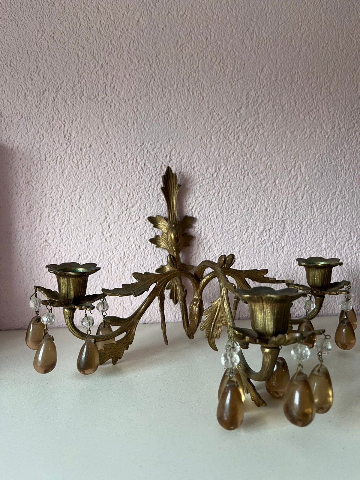 Prachtige vintage zware bronzen wandkandelaar barok rococo, Ophalen of Verzenden, Koper of Brons