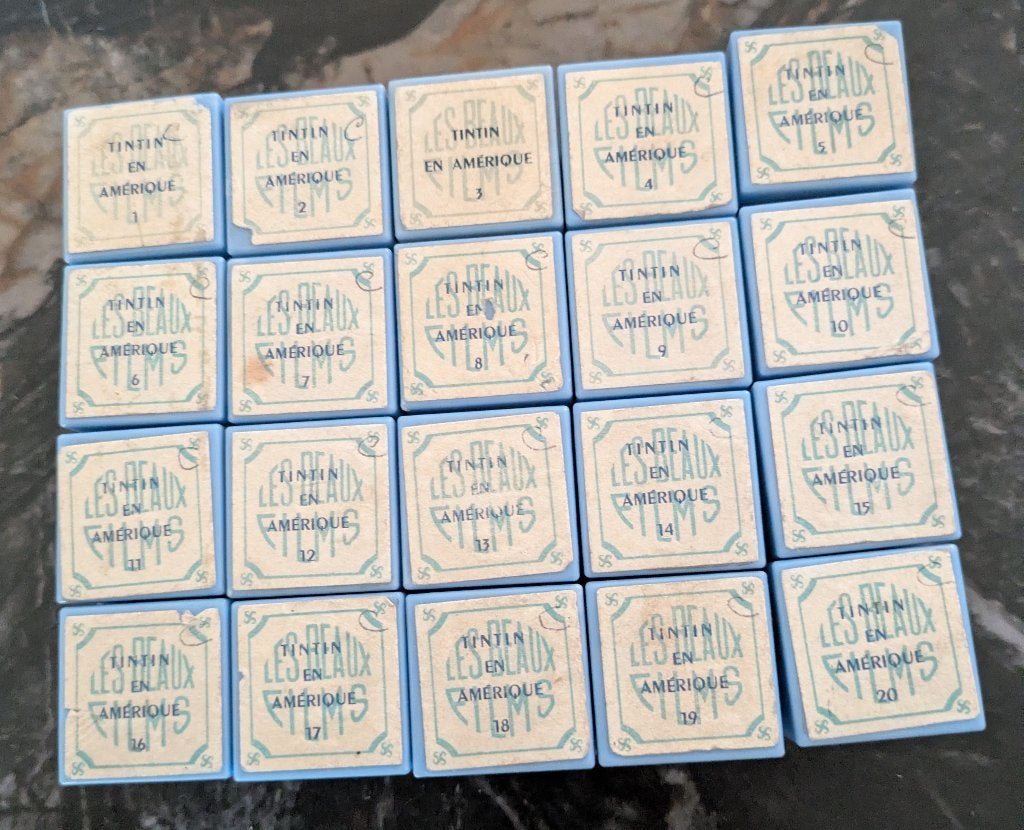 Tintin kuifje in Amerika film fixes 35 mm toverlantaarn, Verzenden, Kuifje, Zo goed als nieuw, Overige typen