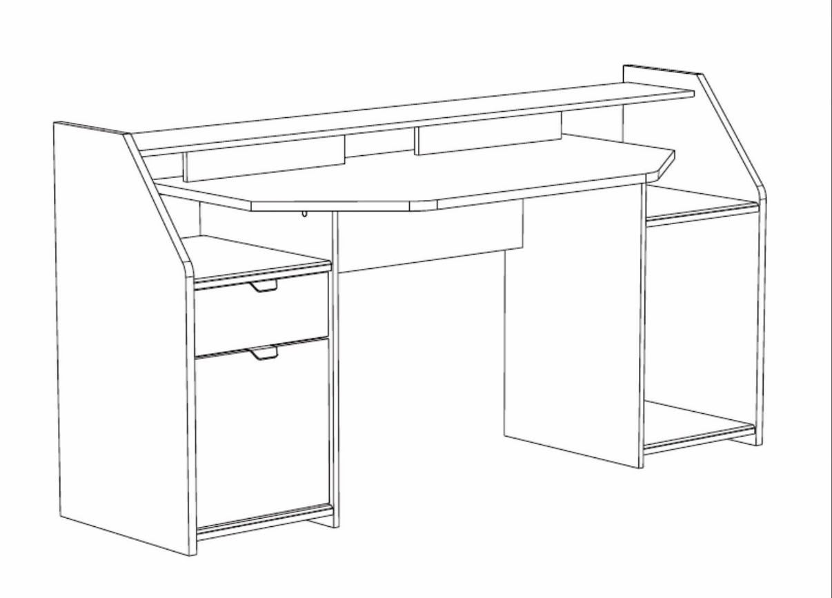Gaming bureau donkergrijs - 180x67x92 (bxdxh), Ophalen, Met lades, 180 cm, Zo goed als nieuw