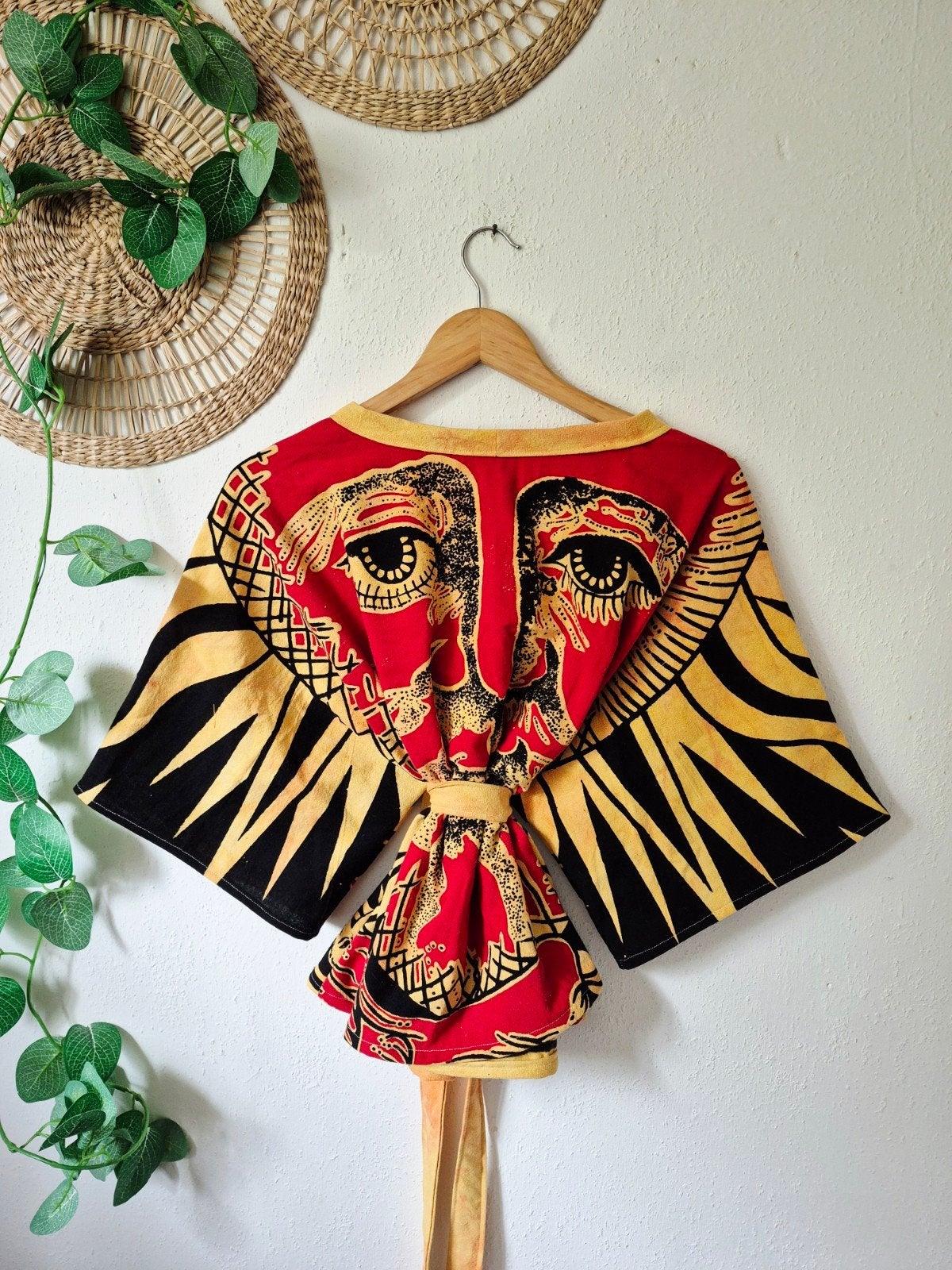 Upcycled kimono/blouse uit 90s hippie/boho grand foulard, Mint Upcycling, Verzenden, Zo goed als nieuw, Maat 46/48 (XL) of groter