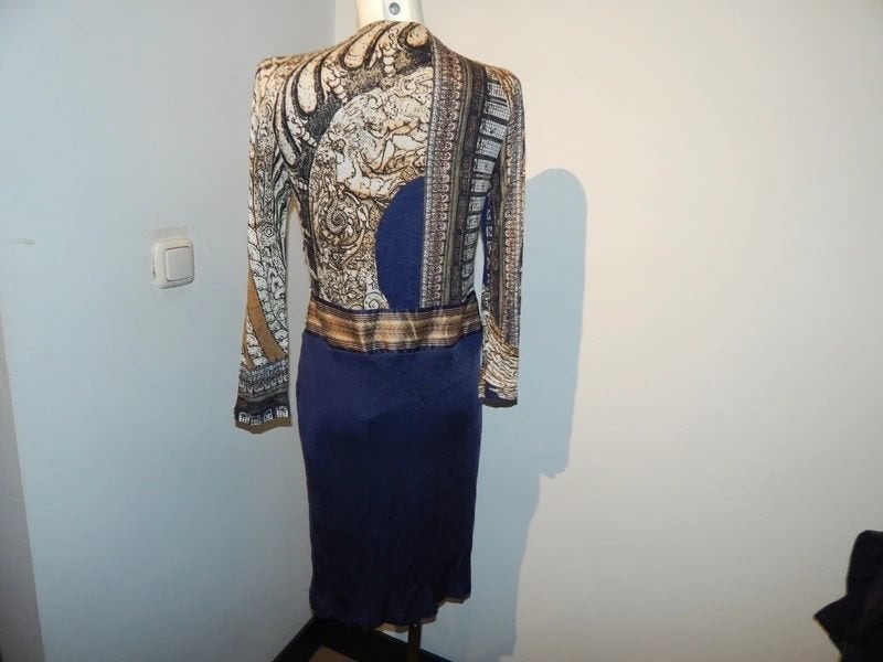 Class Cavalli chique jurk lijfje in print rechte rok IT 46, Maat 38/40 (M), Class Roberto Cavalli, Knielengte, Gedragen