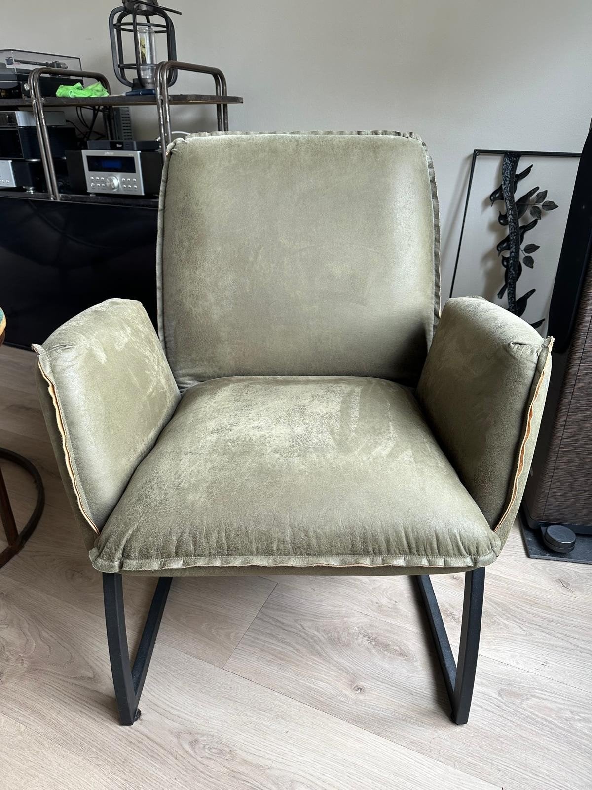 Eleonora Fauteuil Nelson - Microleder & Matzwart Metaal, Ophalen of Verzenden