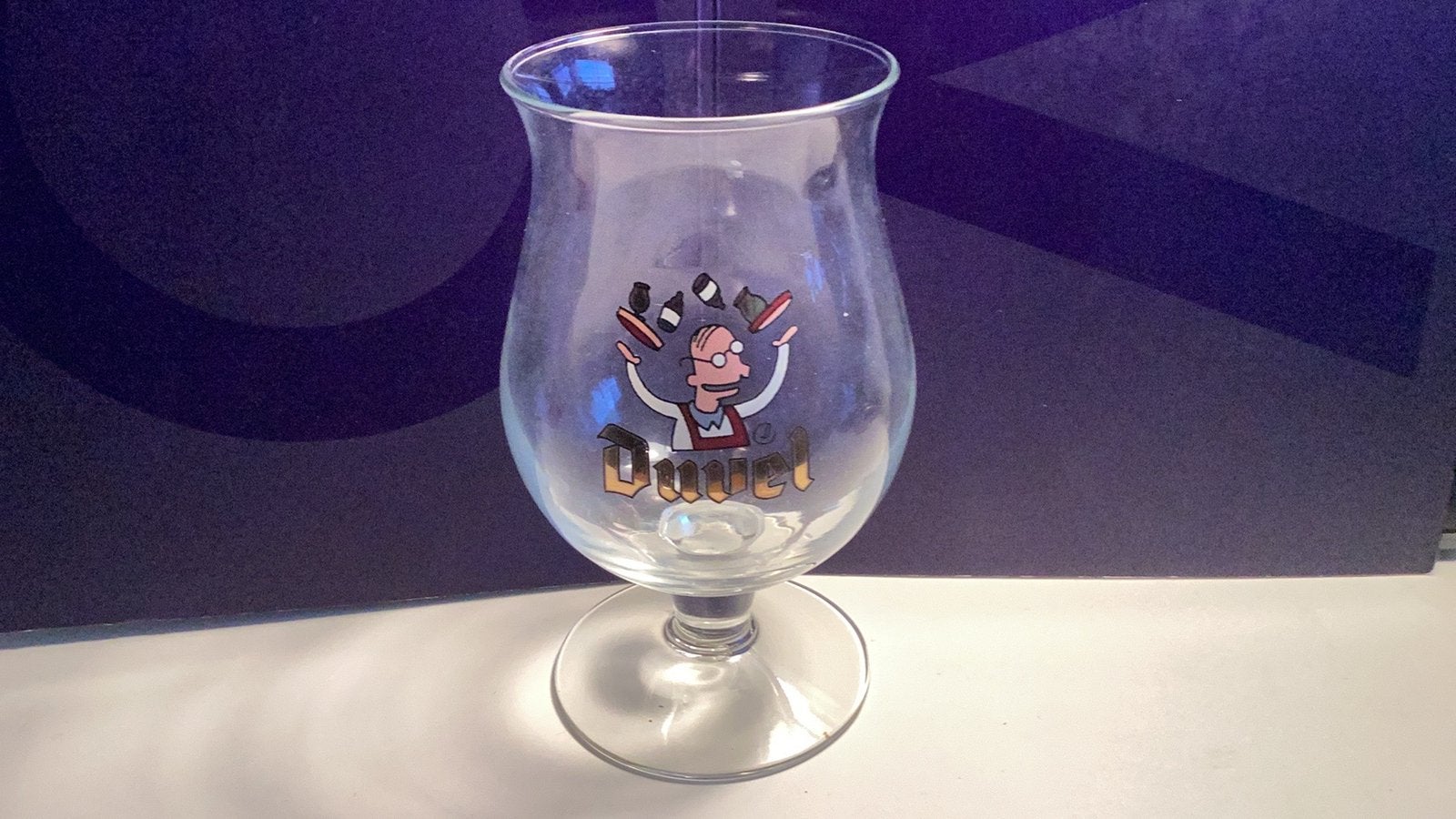Jonglerende Ober Duvel Jaarglas 2000, Ophalen of Verzenden, Zo goed als nieuw, Glas of Glazen, Duvel