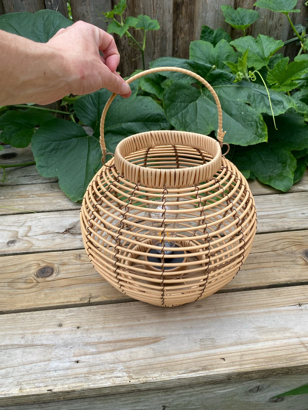 Rotan tuinlamp/hanglamp op batterijen