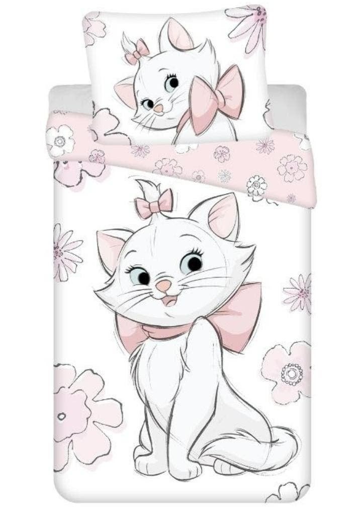 Marie Cat Dekbedovertrek 140 x 200 cm - Flowers - Katoen, Meisje, Wit, Nieuw, Wasbaar
