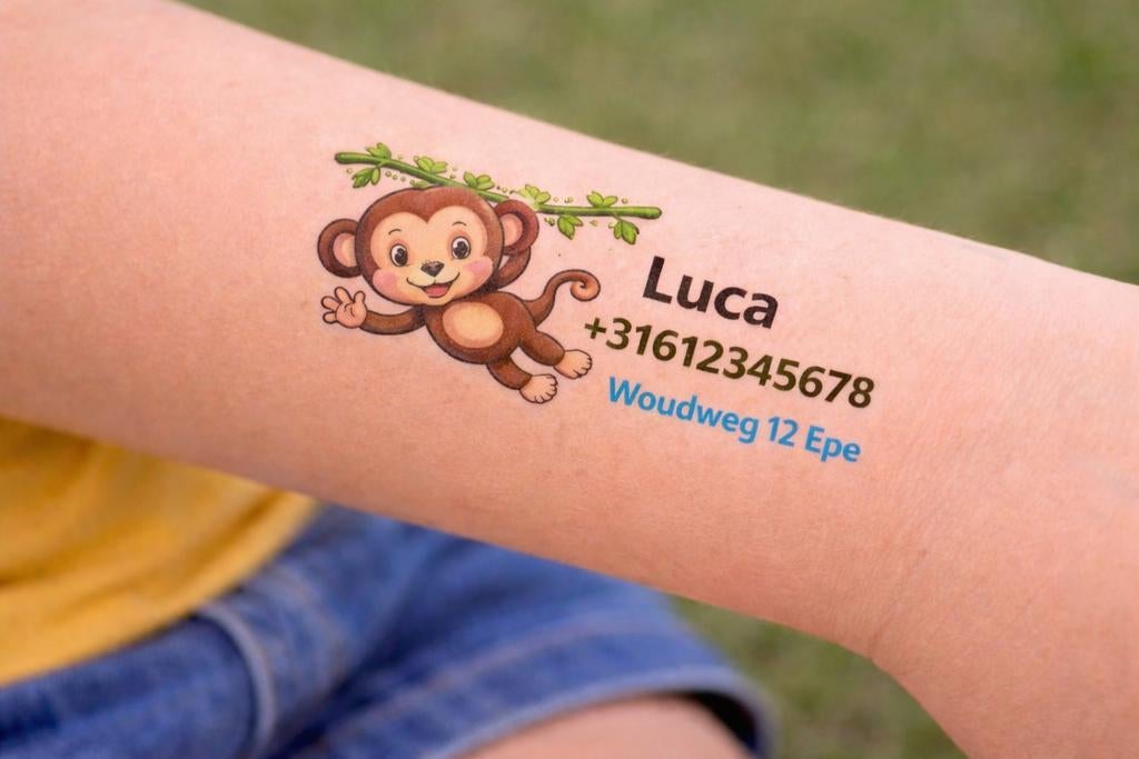SOS Tattoo voor kinderen – voorkom dat je je kind kwijtraakt, Ophalen, Nl, Nieuw, Info@partyverhuureerbeek.nl