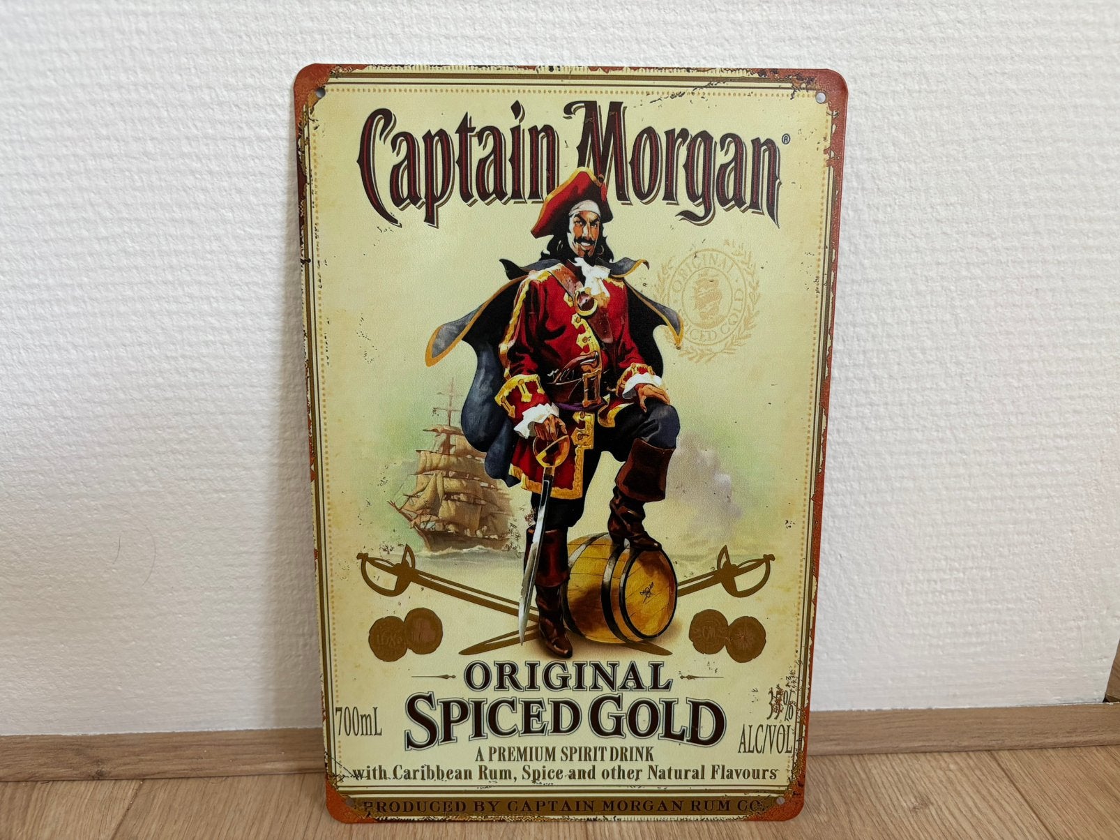Prachtig vintage reclamebord Captain Morgan (30x20), Verzamelen, Ophalen of Verzenden, Zo goed als nieuw, Reclamebord