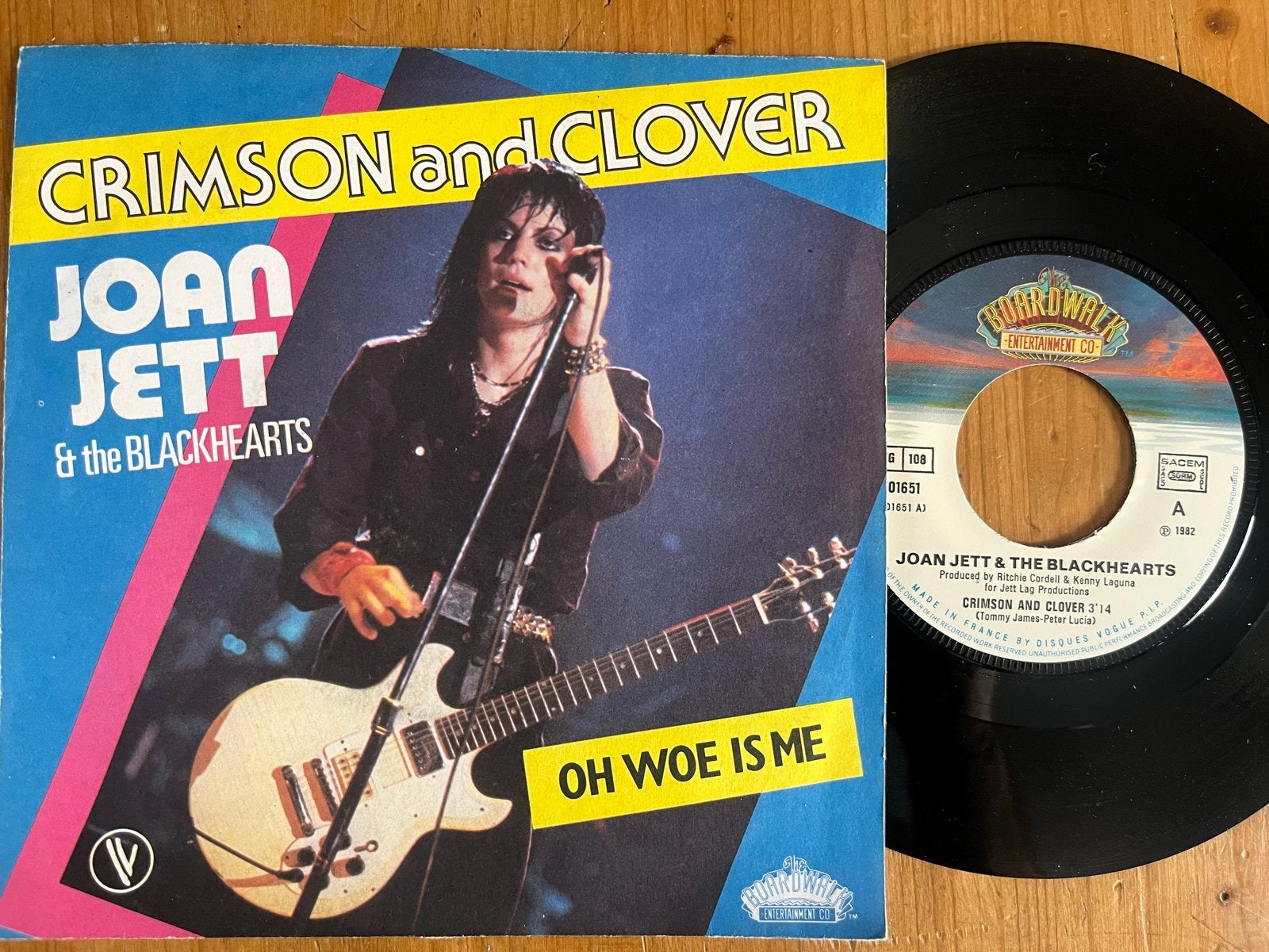 Joan Jett & The Blackhearts - Crimson and Clover 7" Single, Gebruikt, 7 inch, Rock en Metal, Fotohoes