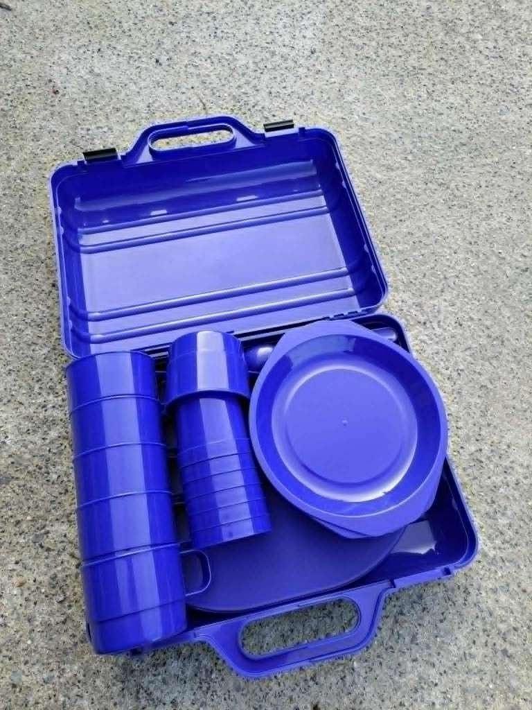 picknickset in koffer - Blauw, Ophalen of Verzenden, Zo goed als nieuw