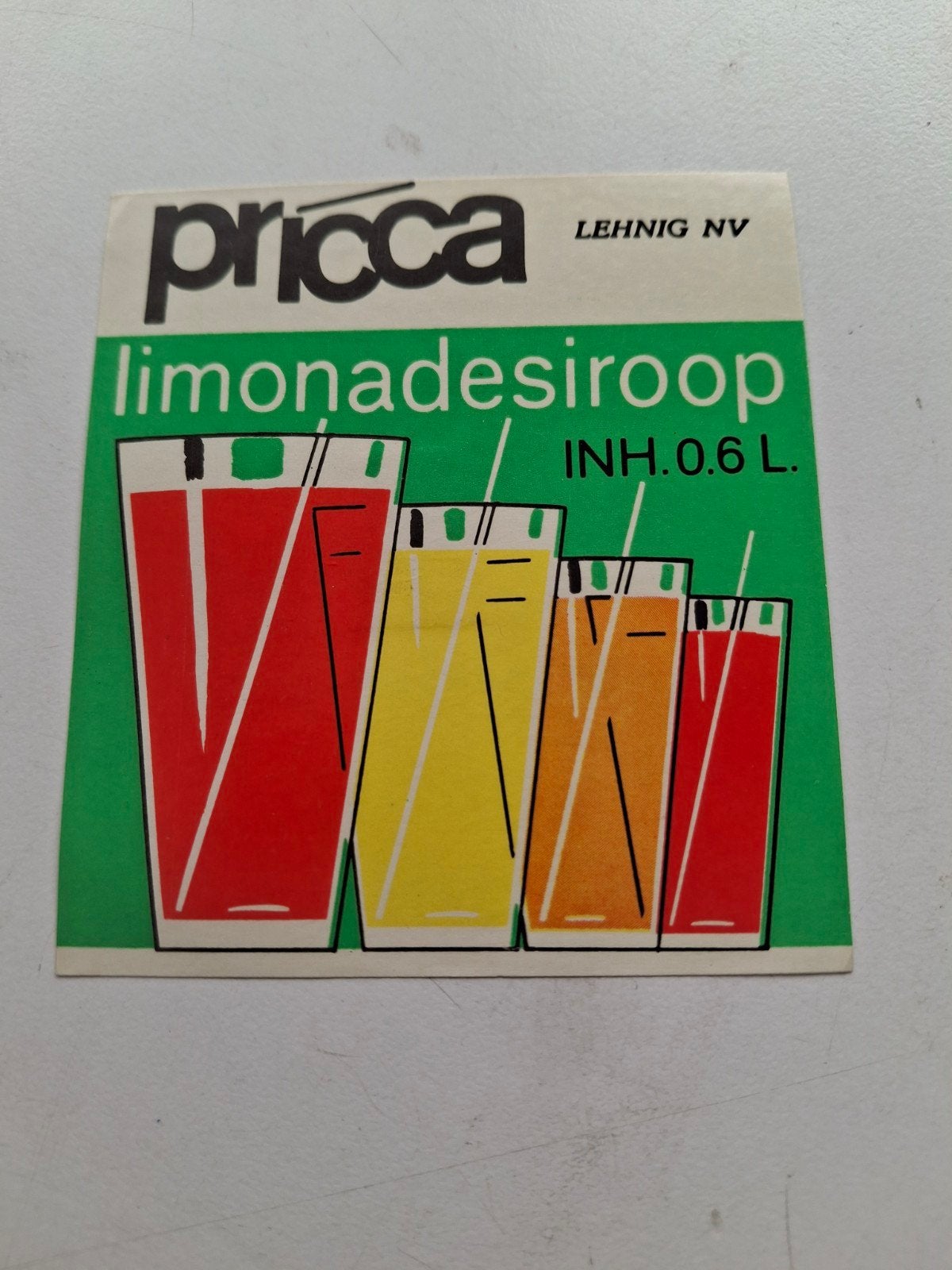 etiket Limonade siroop Pricca., Ophalen of Verzenden, Zo goed als nieuw, Overige typen