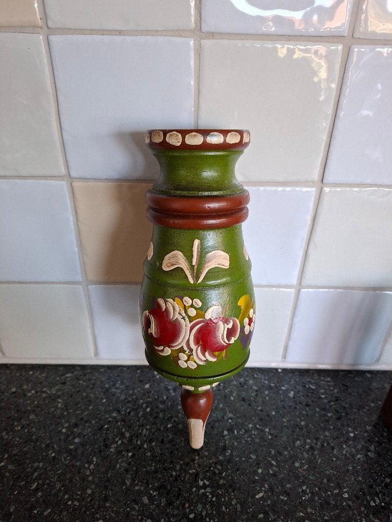 Vintage houten wandvaas uit Tirool, Ophalen of Verzenden, Hout