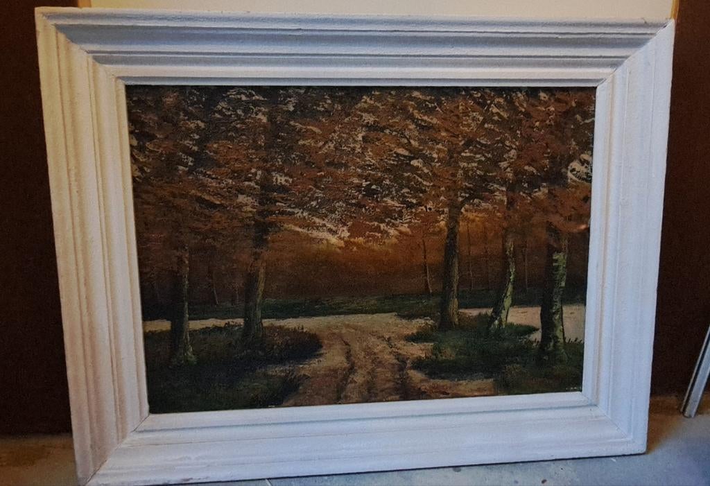 Schilderij Bospad, Antiek en Kunst, Ophalen of Verzenden