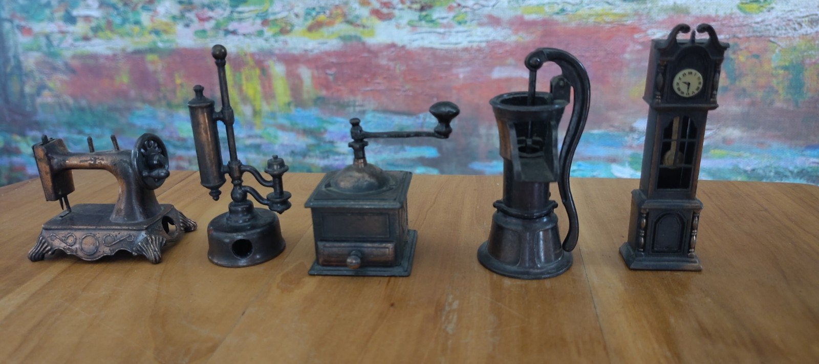 Set van 5 vintage koperen miniatuur puntenslijpers PlayMe, Verzamelen, Ophalen of Verzenden, Zo goed als nieuw