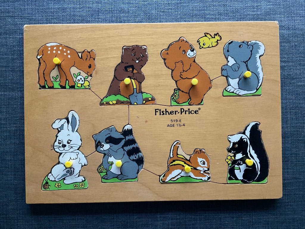 Fisher-Price houten puzzel 519-E  Animal Friends 1979, Ophalen, Zo goed als nieuw, Speelset