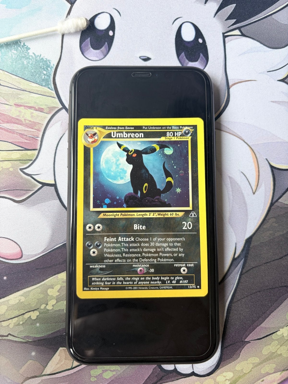 Umbreon Neo Discovery 13 Pokémon Kaart - Near Mint, Ophalen of Verzenden, Zo goed als nieuw, Losse kaart