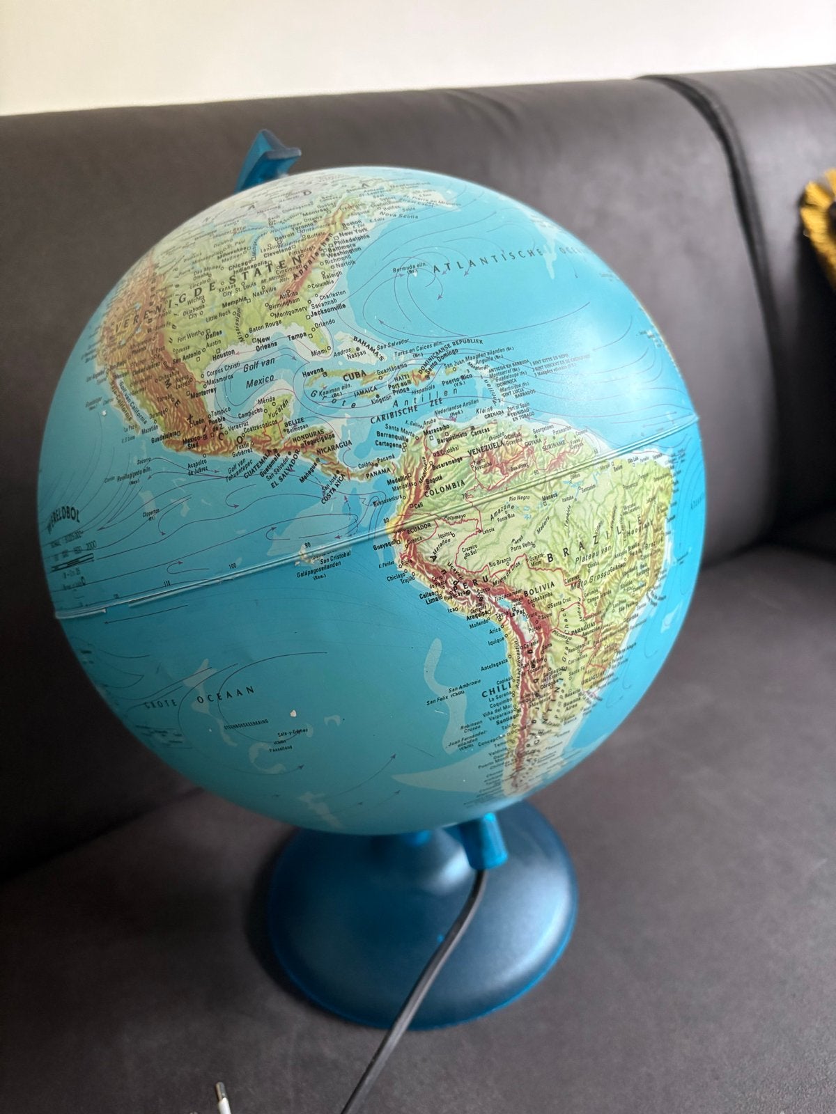 Verlichte wereldbol van Tecnodidattica, Made in Italy, Gebruikt, Kunststof, Draaibaar, Fysische wereldbol