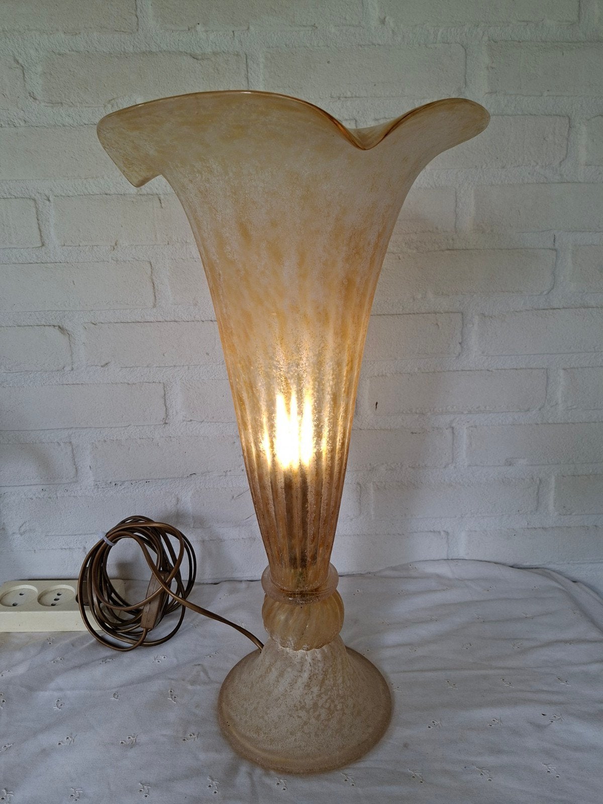 Vintage retro tafellamp Muranoglas Holywood Regency jaren 70, Huis en Inrichting, Vintage retro jaren 70 Design Mid Century Muranoglas.