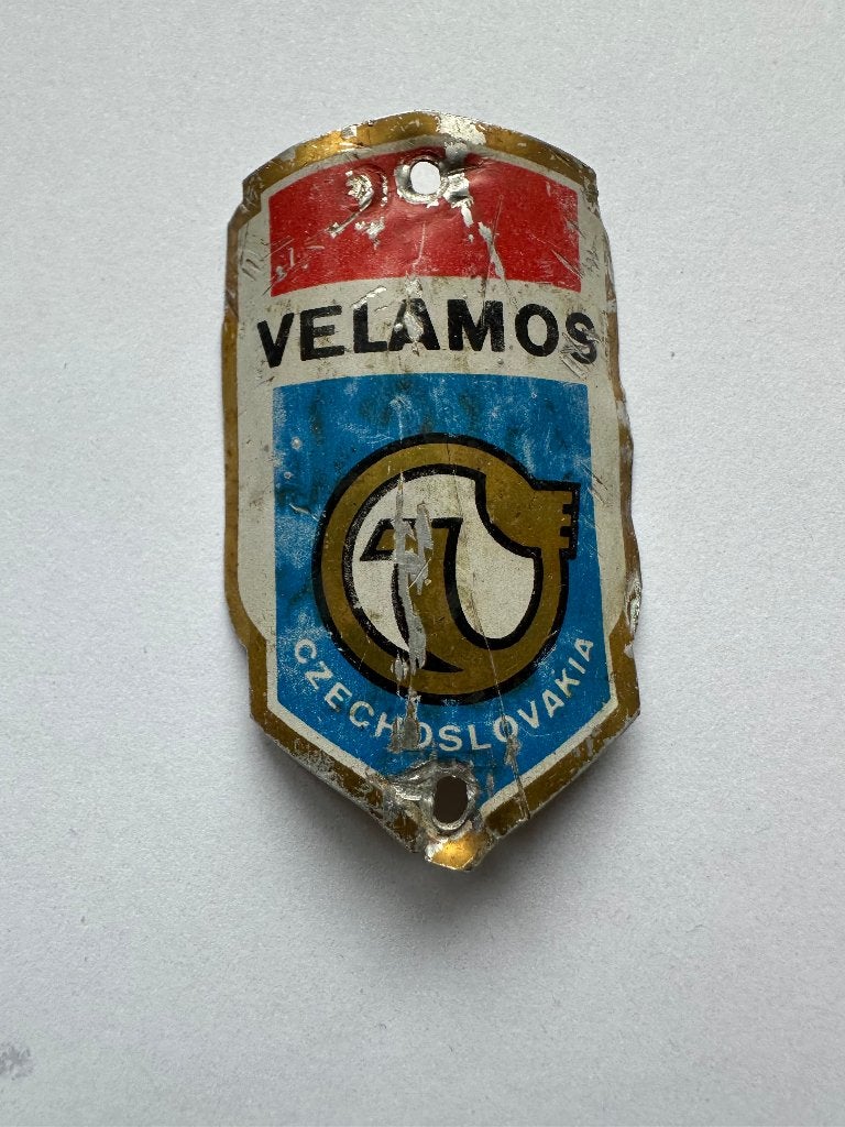 Oud balhoofdplaatje Velamos. Balhoofd plaatje., Fietsen en Brommers, Gebruikt, Overige typen, Ophalen of Verzenden, Oldtimerfiets