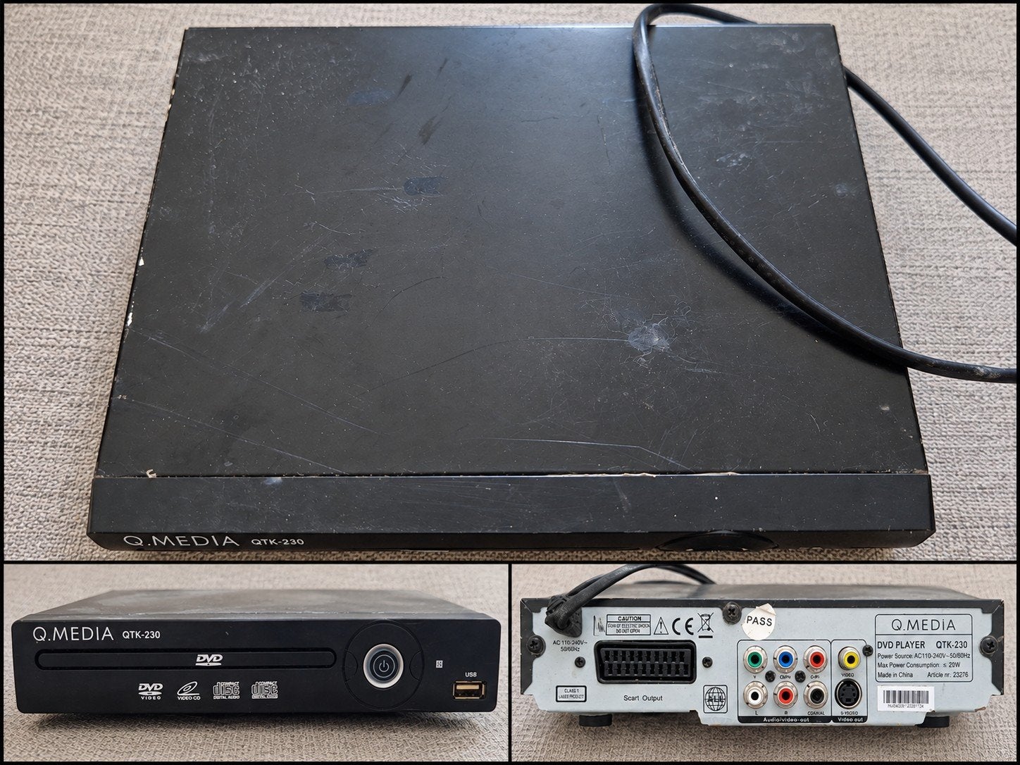 Q.MEDIA QTK-230 DVD speler met USB en aansluitingen, Audio, Tv en Foto, Ophalen of Verzenden, Overige merken