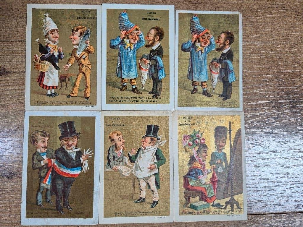 Oude Chromos - A La Belle Jardinier - Les Vendeurs, Verzamelen, Ophalen of Verzenden, Voor 1920, Frankrijk