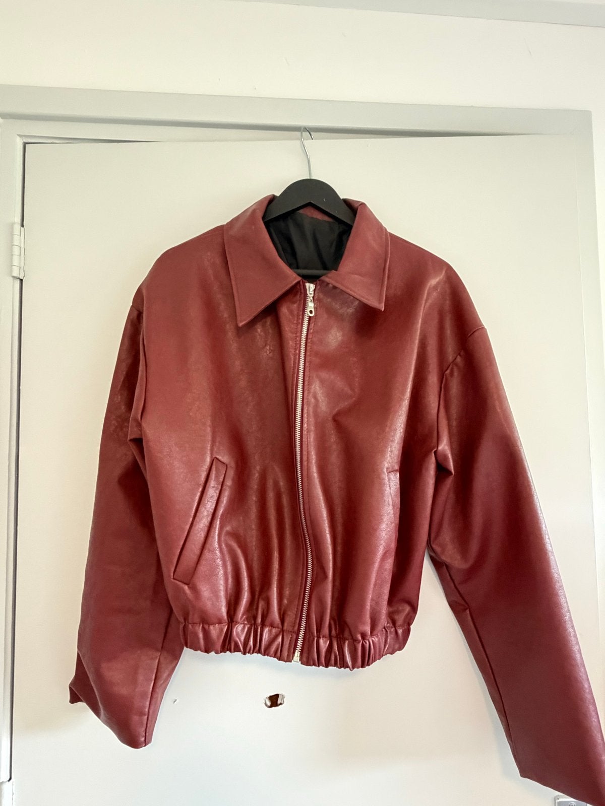 Rode leren Jack, Ophalen of Verzenden, Zo goed als nieuw, Maat 38/40 (M), Rood