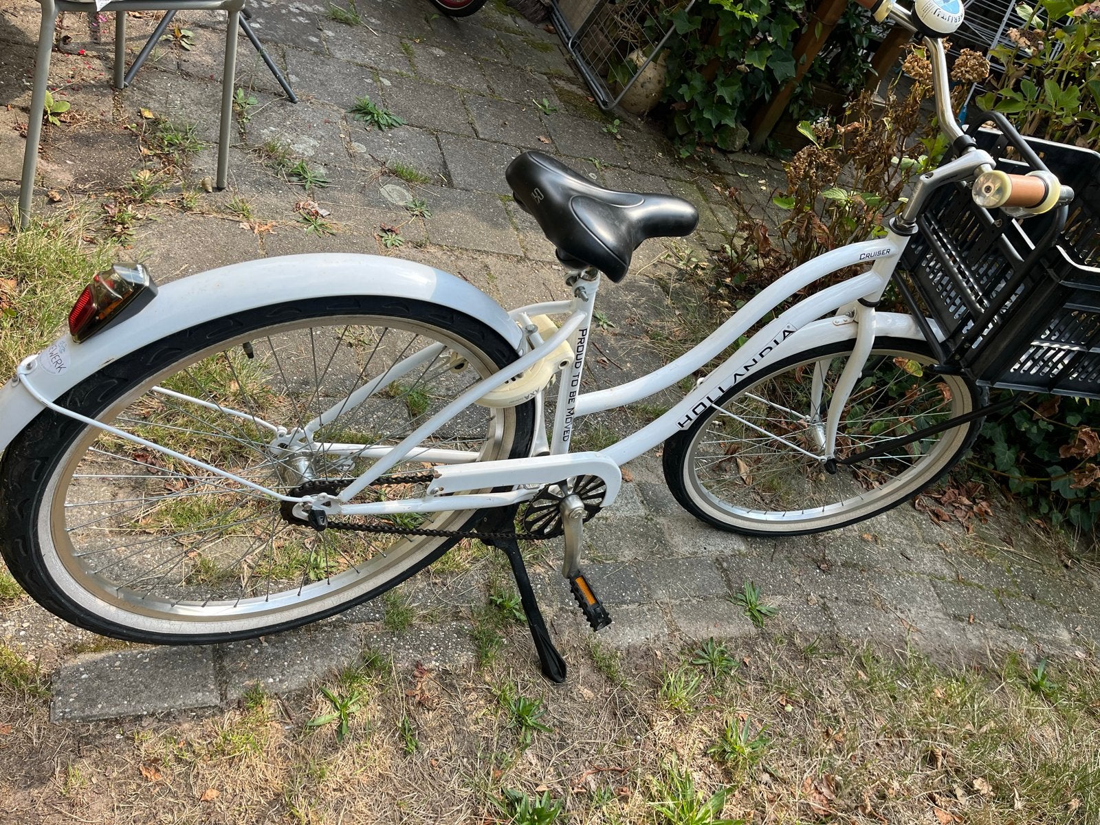 Hollandia Cruiser Dames kinderfiets met Mand - Wit, Ophalen, Terugtraprem, Gebruikt, Staal