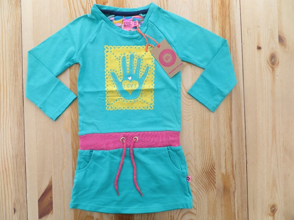 Nieuw groen jurkje Kidz-art maat 98, Ophalen of Verzenden, Nieuw, Meisje, Jurk of Rok