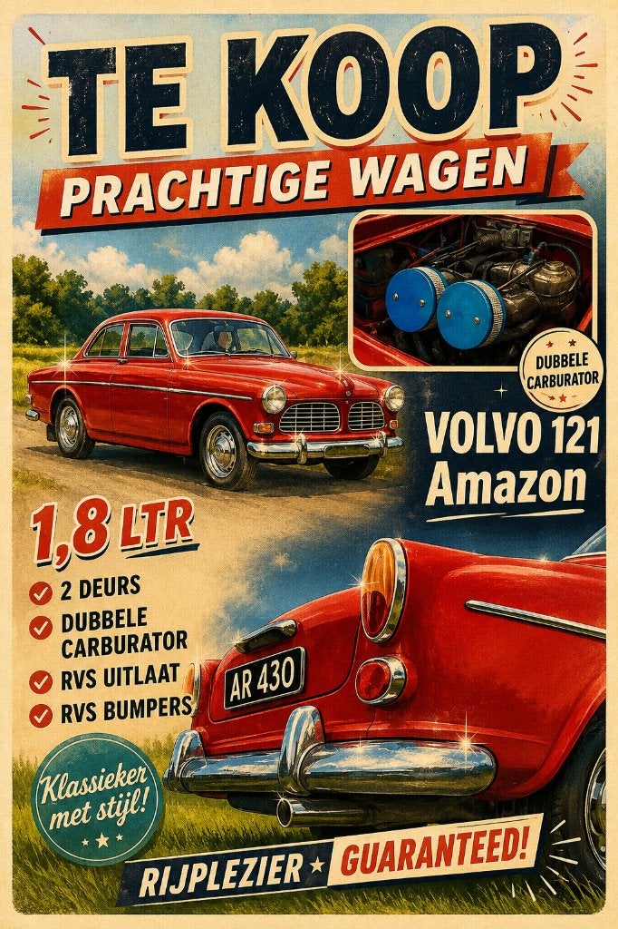 Volvo 121 Amazon, Auto's, Volvo, Particulier, Overige modellen, Benzine, Coupé, Handgeschakeld, Geïmporteerd, Rood, Bruin, Leder